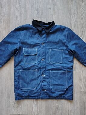 Vintage Bob Barker Denim Barn Utility Work Jacket Blanket Lined Size M Y2K